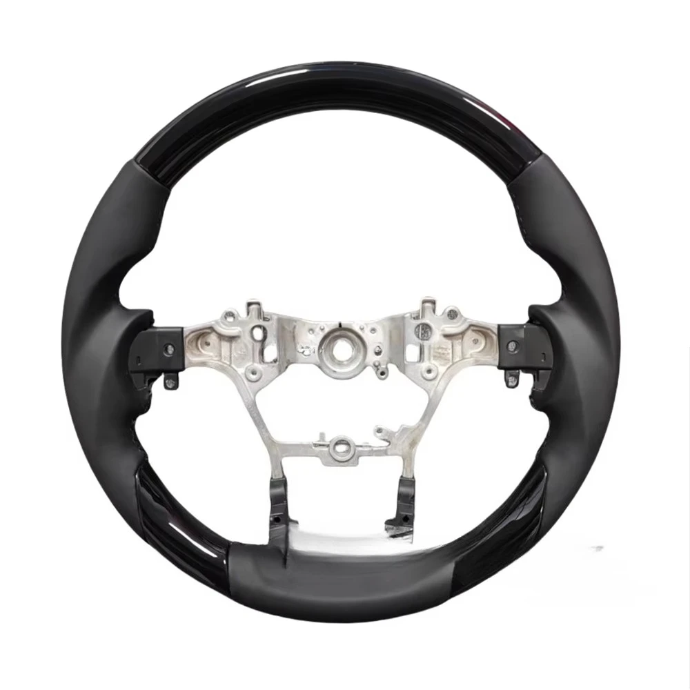 

Piano Black Wood Steering Wheel Core For Toyota Hilux 2015 Fortuner LC79 with Real Leather Accessories