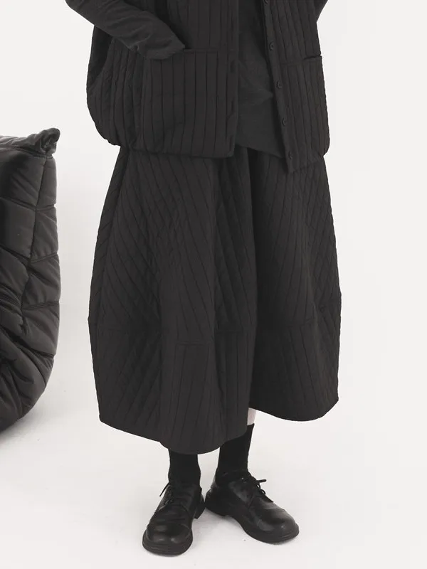 

Юбка А-силуэта с высокой талией и хлопковым наполнителем, с вертикальными полосками, женская модная осенне-зимняя юбка для офиса и повседневной носки