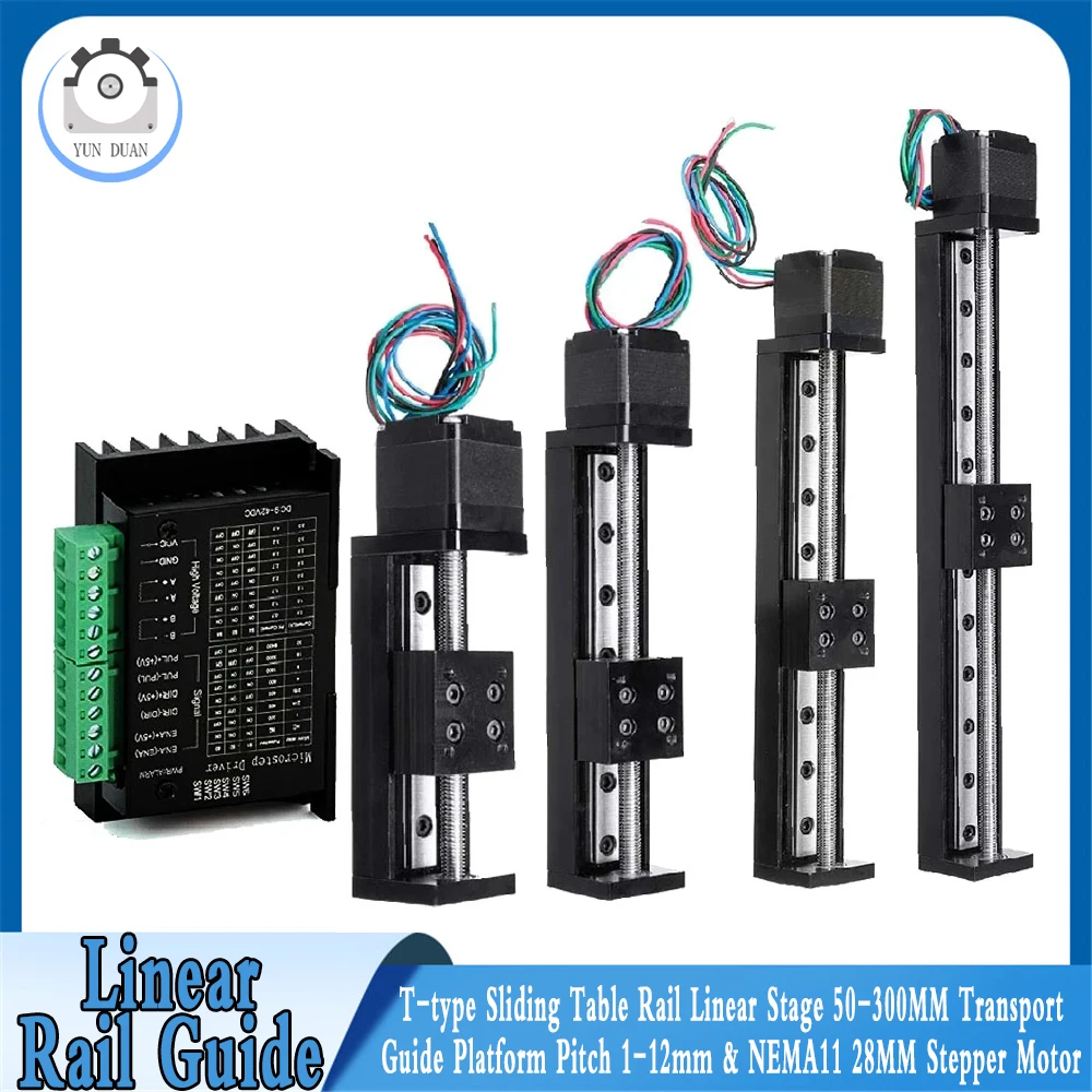 

Rail Slide Linear Guides Stage Pitch 1-12mm,Table Linear Rails Stepper Motor Driver Kits 50mm~300mm Stroke 3D Printer XYZ Module