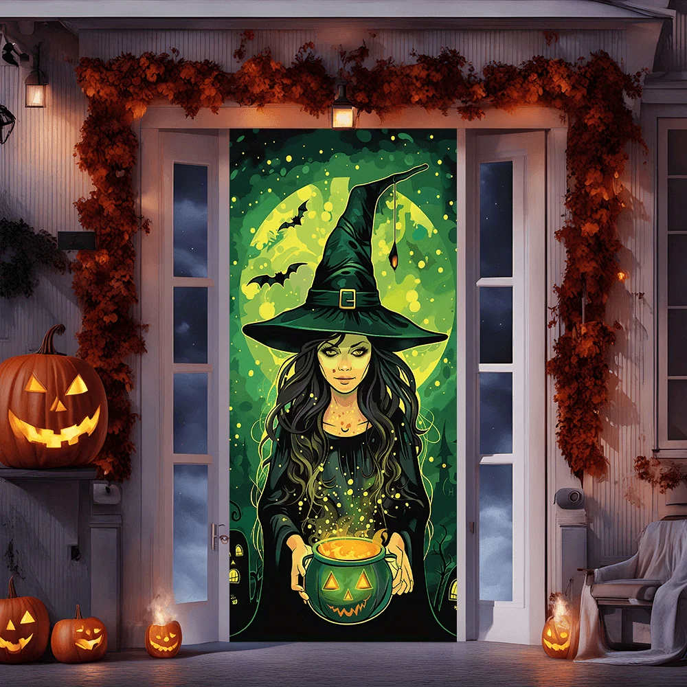 Interior Design Years Of School - 2D Curtain Halloween Witch Polyester -