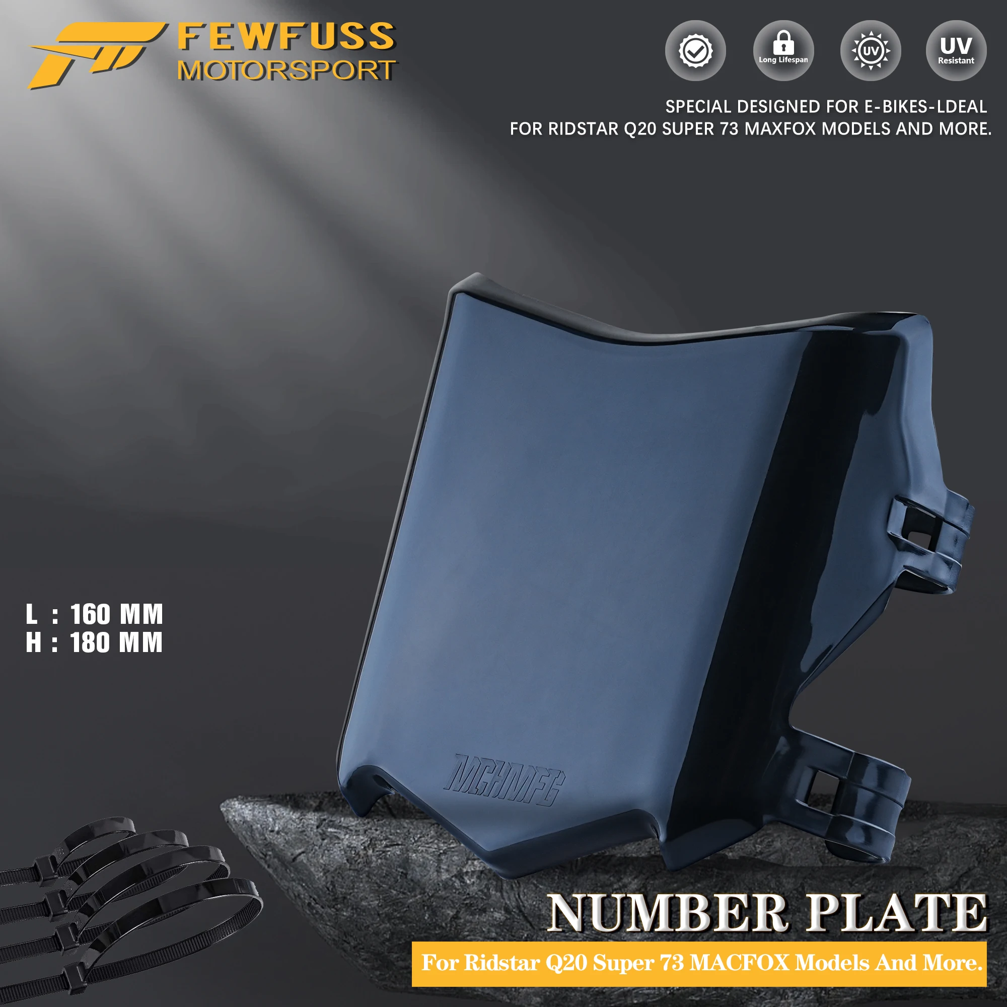 FEWFUSS Black Electric Bike Number Plate For Surron S X Q20 Ebike Accessories Front License Plate For Stark Varg Talaria Sting