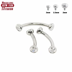 F136 Piercing de ceja de titanio 16G forma de cuenco circón curvo Daith Barbell Helix Piercing cartílago tabique joyería del cuerpo al por mayor