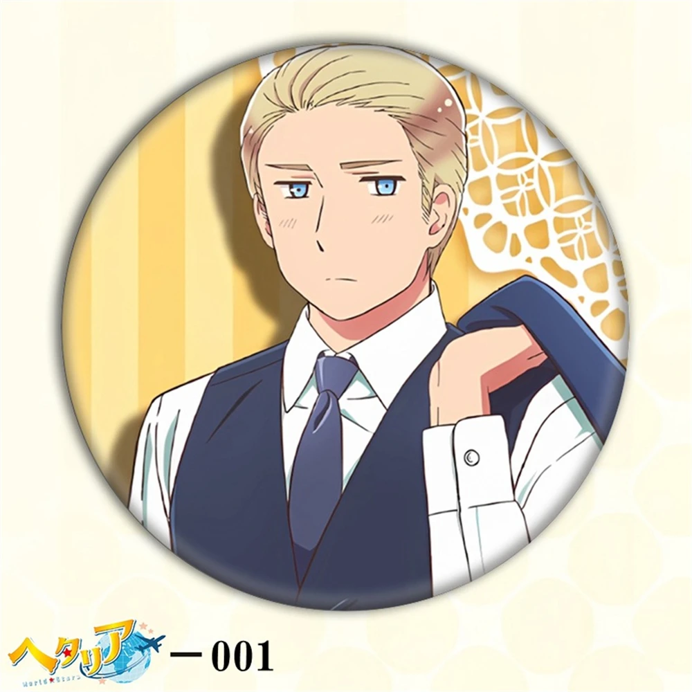 58mm Anime Hetalia: Axis Powers APH Arthur Kirkland Ludwig Beilschmidt Cosplay COSTUME Badge Pin SPTE Tinplate Brooch﻿ Prop