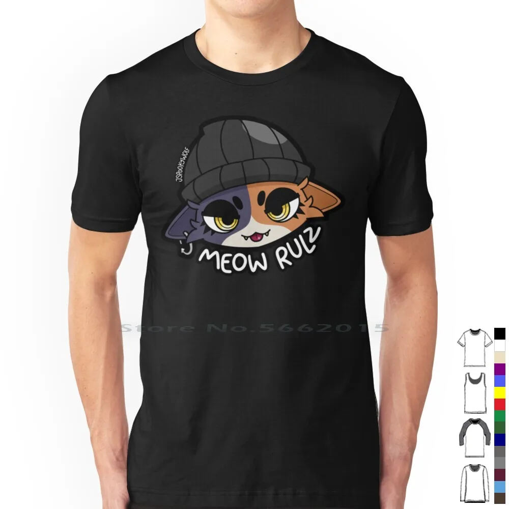 Meow Rulz T Shirt 100% Cotton Meow Skulls Meowscles Short Long Sleeve Tee Top