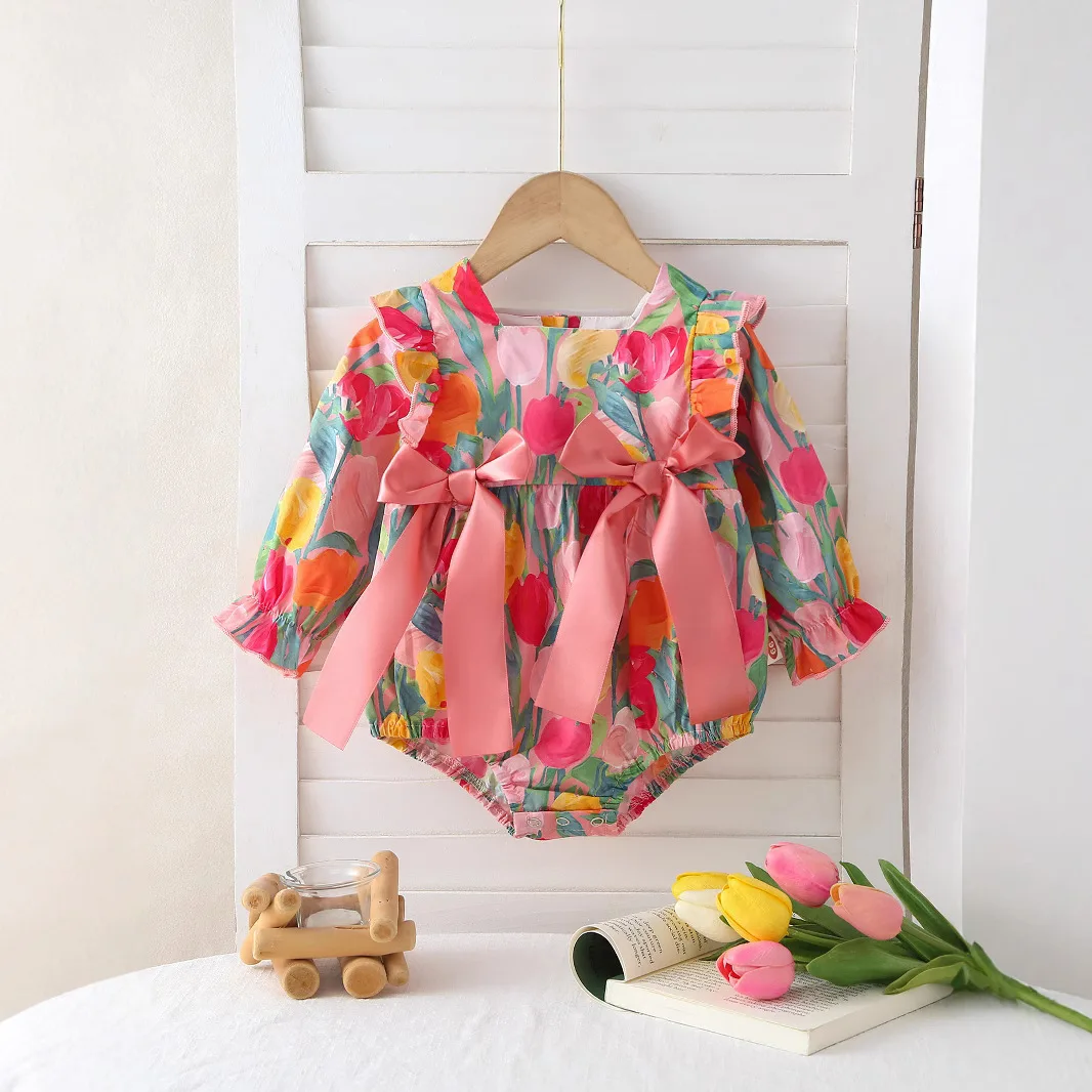 

Baby Clothes 2025 Autumn New Baby Girl's One Piece Clothes Cotton Thin Baby Princess Climbing Clothes