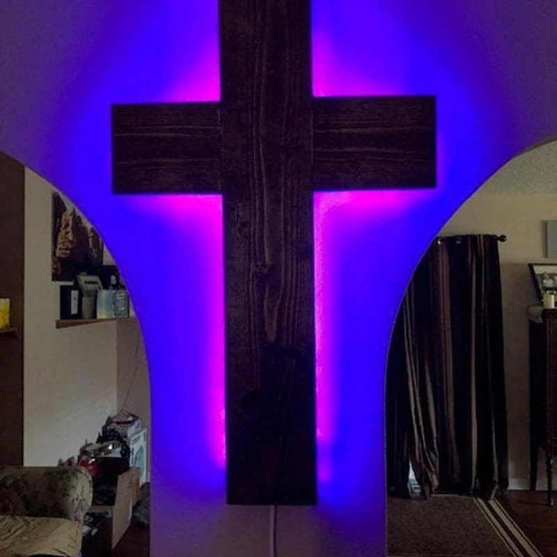 ZK50 Creative Cross Night Light USB Colorful LED Wall Lamp Remote Control Atmosphere Light Home Decoration