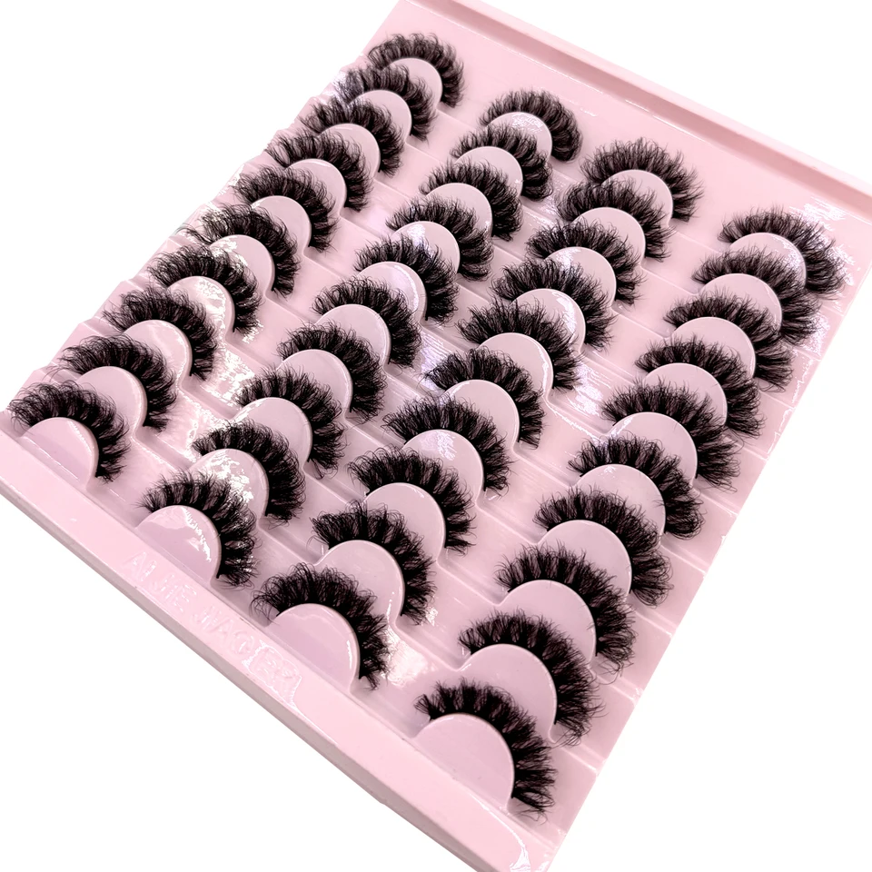 20 pares de pestañas postizas de visón 3D esponjosas hechas a mano, reutilizables y naturales 3