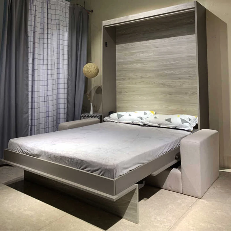 Manual Vertical Murphy Bed Mechanism Hardware Space Saving Folding Murphy Bed With Sofa Wall