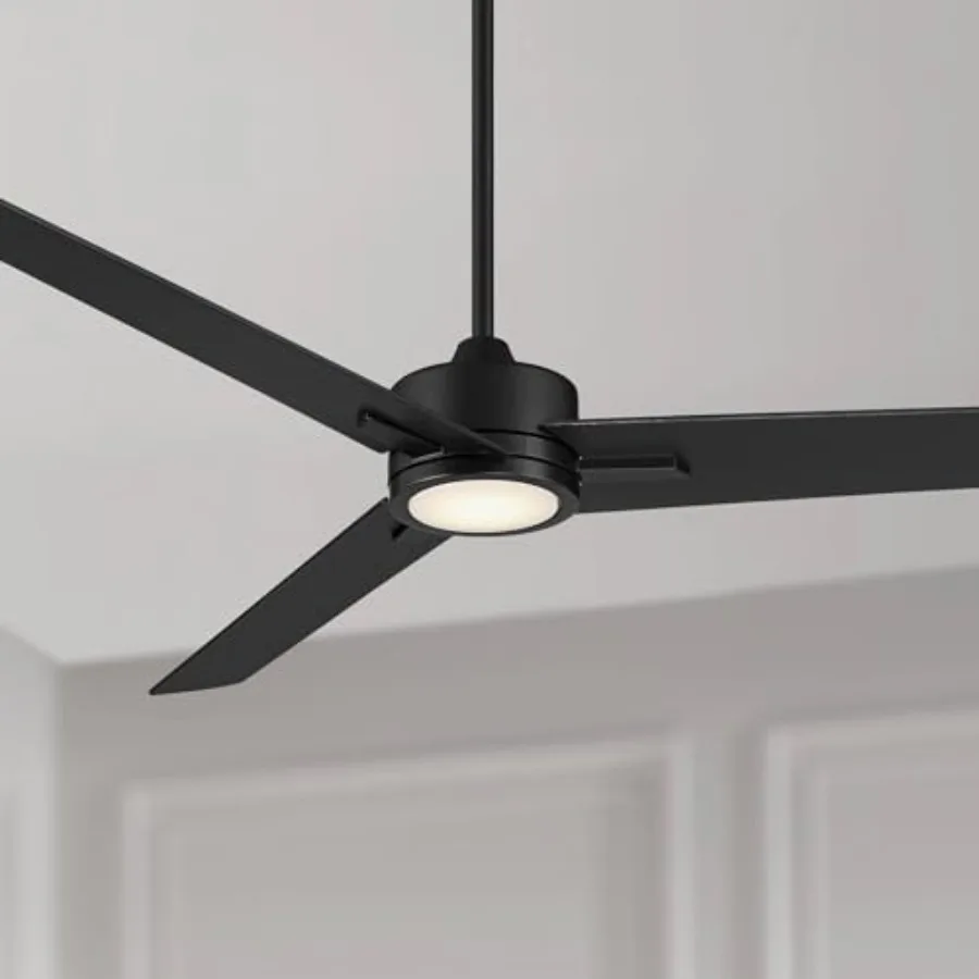 

60 Monte Largo Modern Industrial 3 Blade Indoor Ceiling Fan with Dimmable LED Light Remote Control Matte Black Living Room Kitc