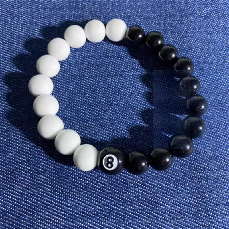 Neue Billard Perlen Schwarz 8-Hand Armband Damen Männer Kreuz Glück Mode Schmuck Zubehör – Detail 7