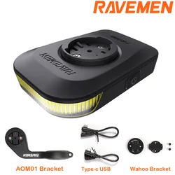 RAVEMEN FR300 FR160 Bike Daytime Headlight AOM05 Mount Compatible with Garmin Wahoo GPS Bike Safety Side Visibility Front Light