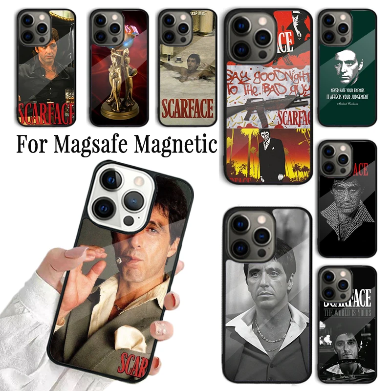 Coque Phone Case For iPhone 16 15 14 13 12 11 Pro Max Plus Magsafe Magnetic Wireless Charging Cover Scarface Al Pacino Movie