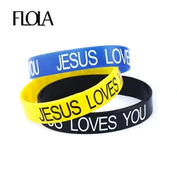 FLOLA Multi Colors Jesus Silicone Bracelets Fashion Sport Fitness Rubber Adjustable Wristband Bracelets & Bangles Gift brta68