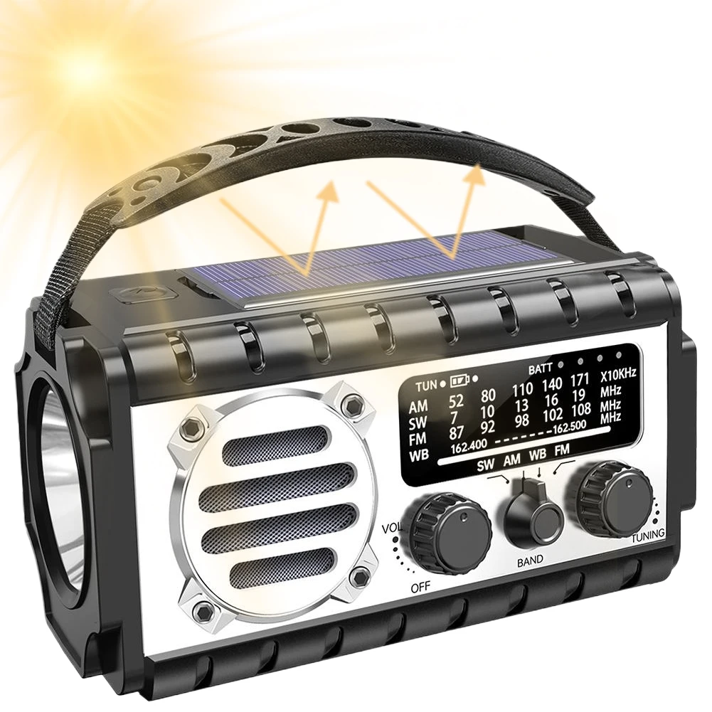 

Emergency Hand Crank Radio 20000mAh Solar Powered Radio with Flashlight Reading Lamp SOS Alarm for Outdoor Camping and Emergency