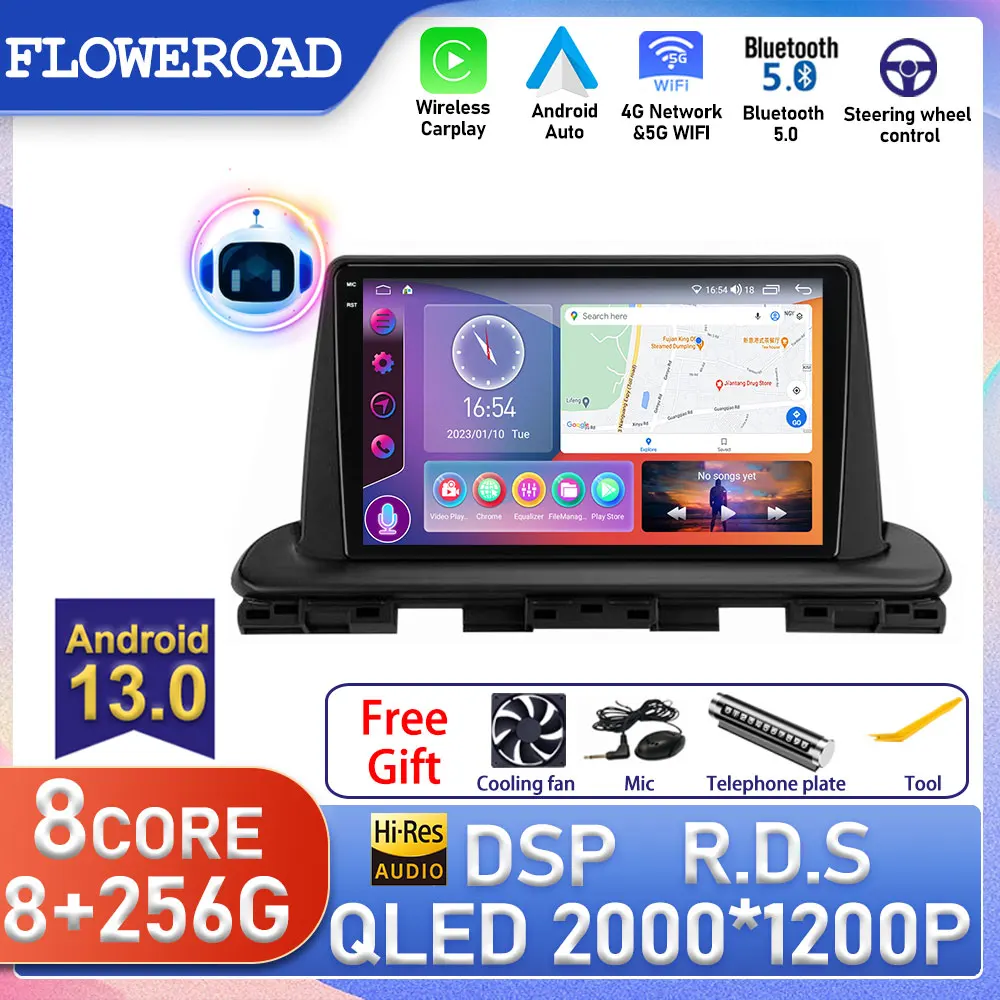 

9 Inch Android For Kia Cerato 4 IV 2018 - 2021 Car Multimedia Player Auto Radio GPS Carplay Screen 4G WiFi DSP Monitor Camera