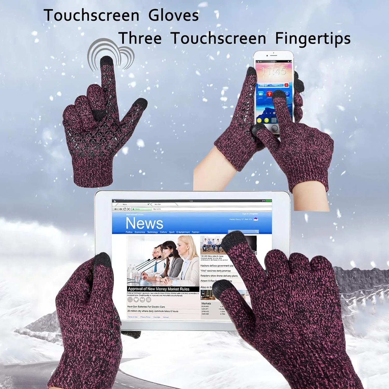 Breathable Winter Touchscreen Anti Slip Upgraded Thermal Warm Knitted Outdoor Cycling Sports Gloves Men Women for Running
