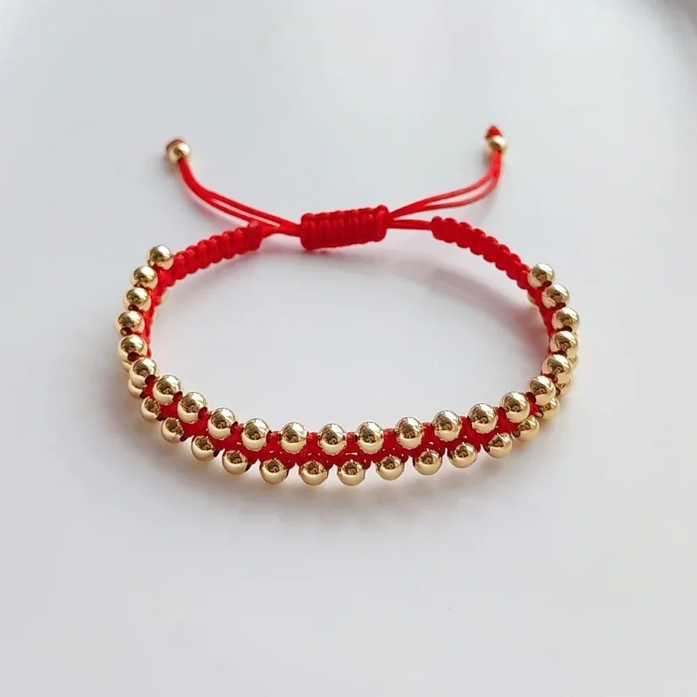 KKBEAD Handmade Braided Bracelet Jewelry for Women 4mm High Quality Gold Plated Beads Bracelets Bijoux Fashion Pulseras Femme