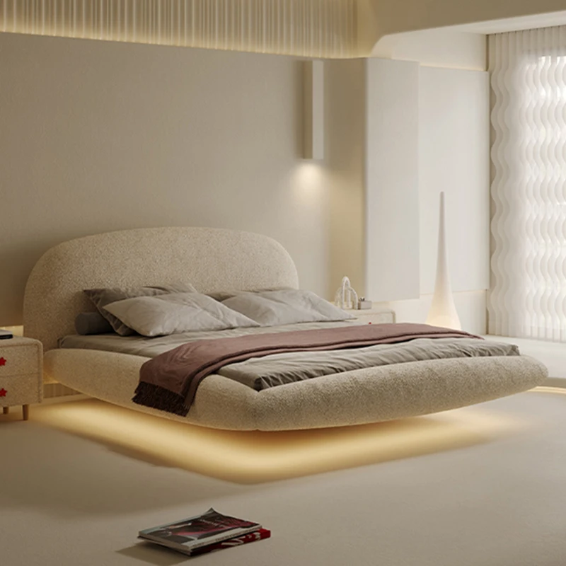 

White 200×180cm Double Beds Set Velvet Modern Girls Sleeper Cabinets Bedroom Beds Adults Queen Double Camas Furnitures