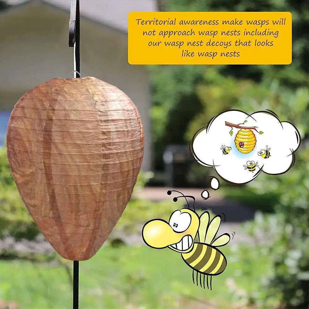 Mini Size Paper Wasp Nest Decoy Hanging Fake Wasp Nest For Wasps Hornets Waterproof Bee Decoy Patio Trap Garden Lanterns P6J1