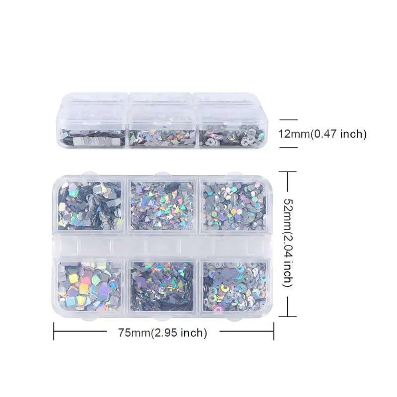 6 grades realce de unhas laser glitter flash padrões geométricos decoração charme de unhas diy ferramentas de manicure arte