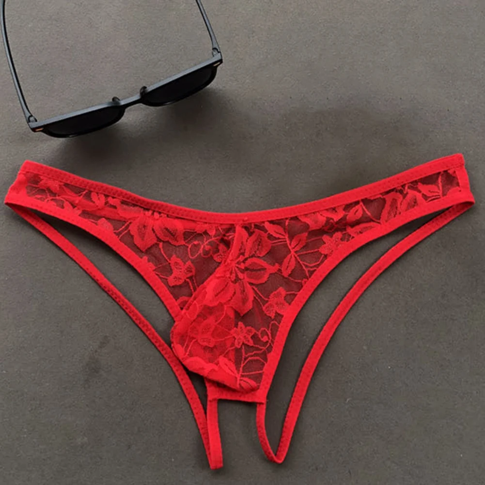 ملابس داخلية مثيرة للرجال من الدانتيل سراويل داخلية مثيرة للرجال ملابس داخلية مفتوحة المنشعب سراويل تحتية منخفضة الخصر ثونج جي سترينج #3
