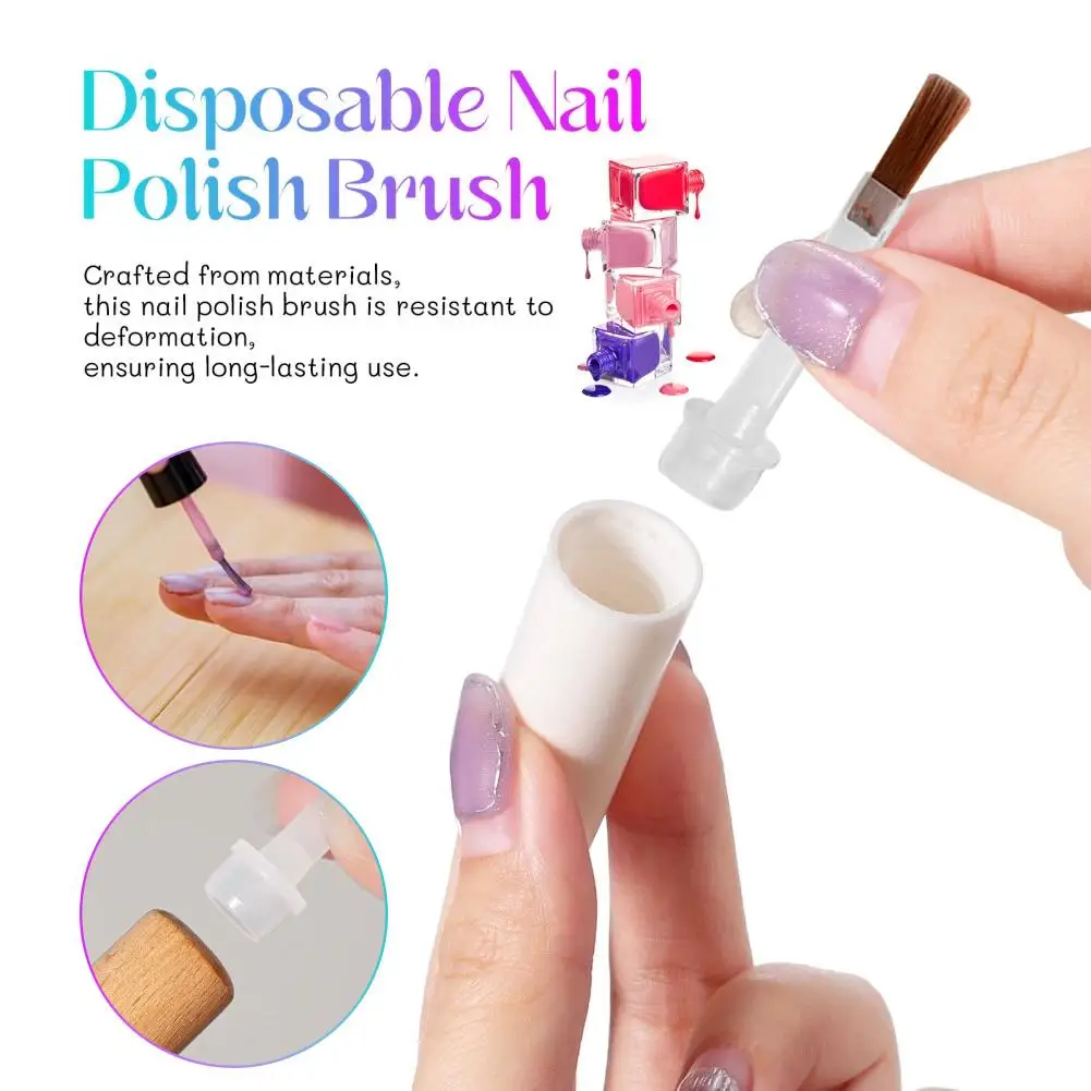Disposable Nail Polish Brush Mini Nail Polish Replacement Brush Soft Bristles Brush Pen Flat Head Bush, Curved Brush ﻿