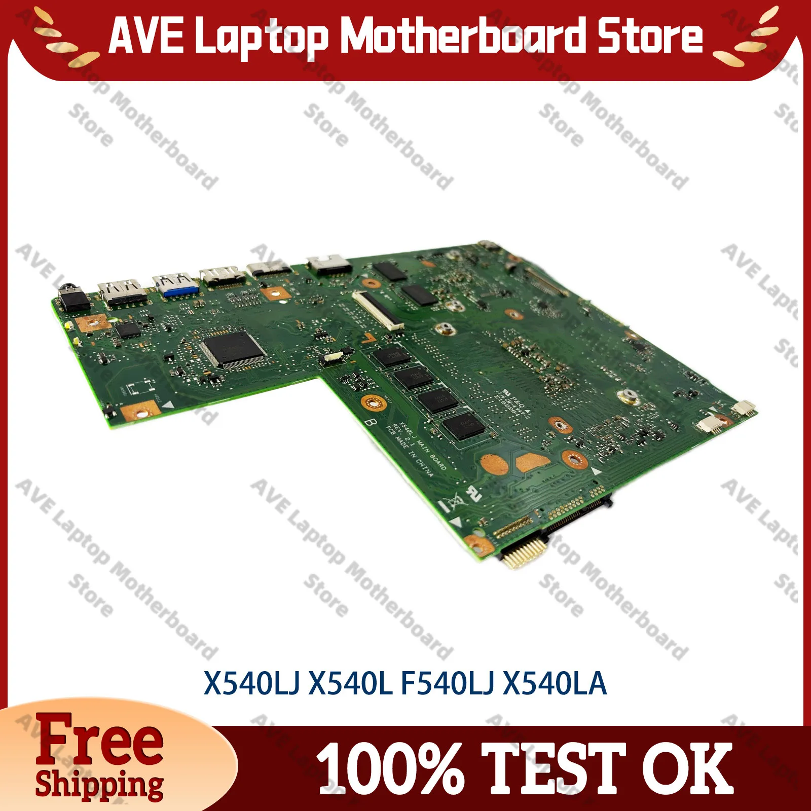 

X540LJ Laptop Motherboard For ASUS VivoBook D540L X540LJ A540L F540L R540L X540L Mainboard With I3 I5 I7 CPU 100% tests OK stk