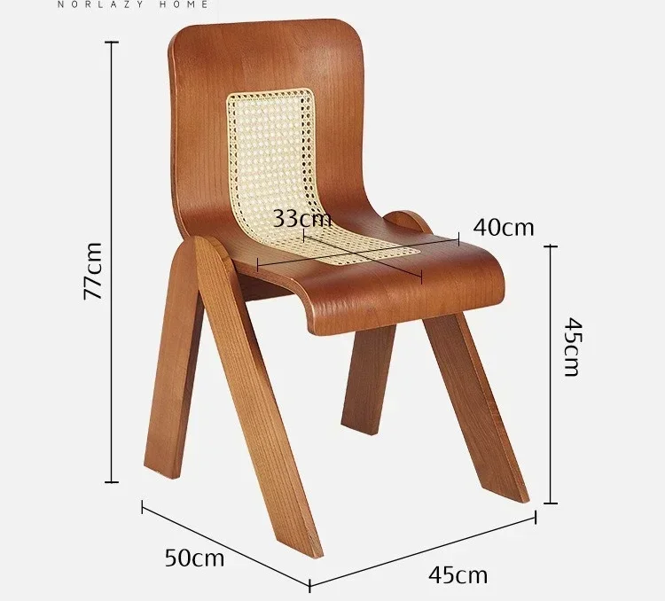 Japanese-style wabi-sabi rattan dining chair creative simple home