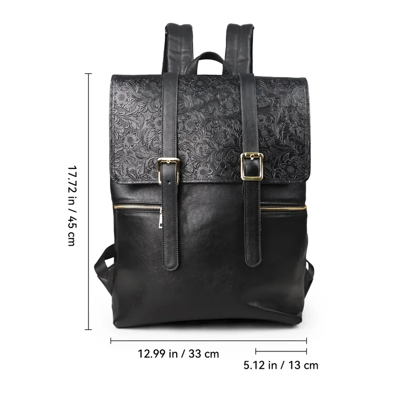Fashion Trend Soft Leather Travel Backpacks Women's Double Zipper Shoulder Bags Totes Large Capacity Notebook School Bagpack