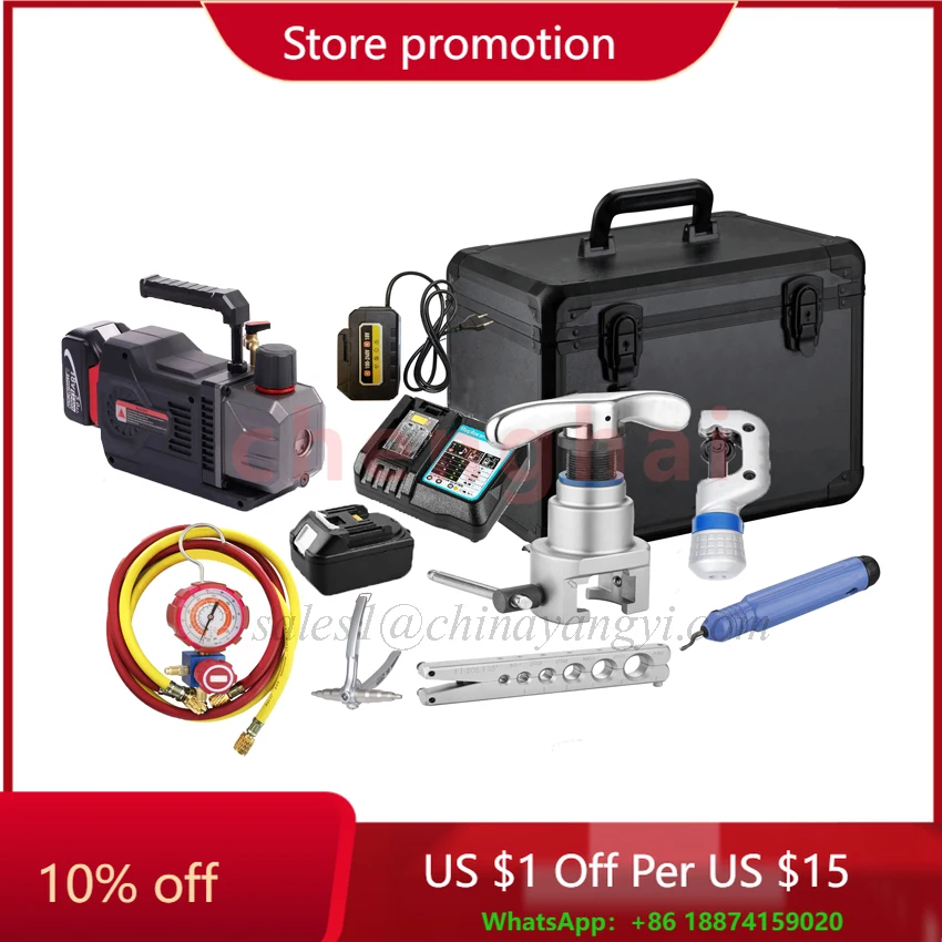 

Cordless 18V Battery Vacuum Pump Single Gauge Tube Expander Multifunctional Refrigeration Tools Kit A/C Service Tools