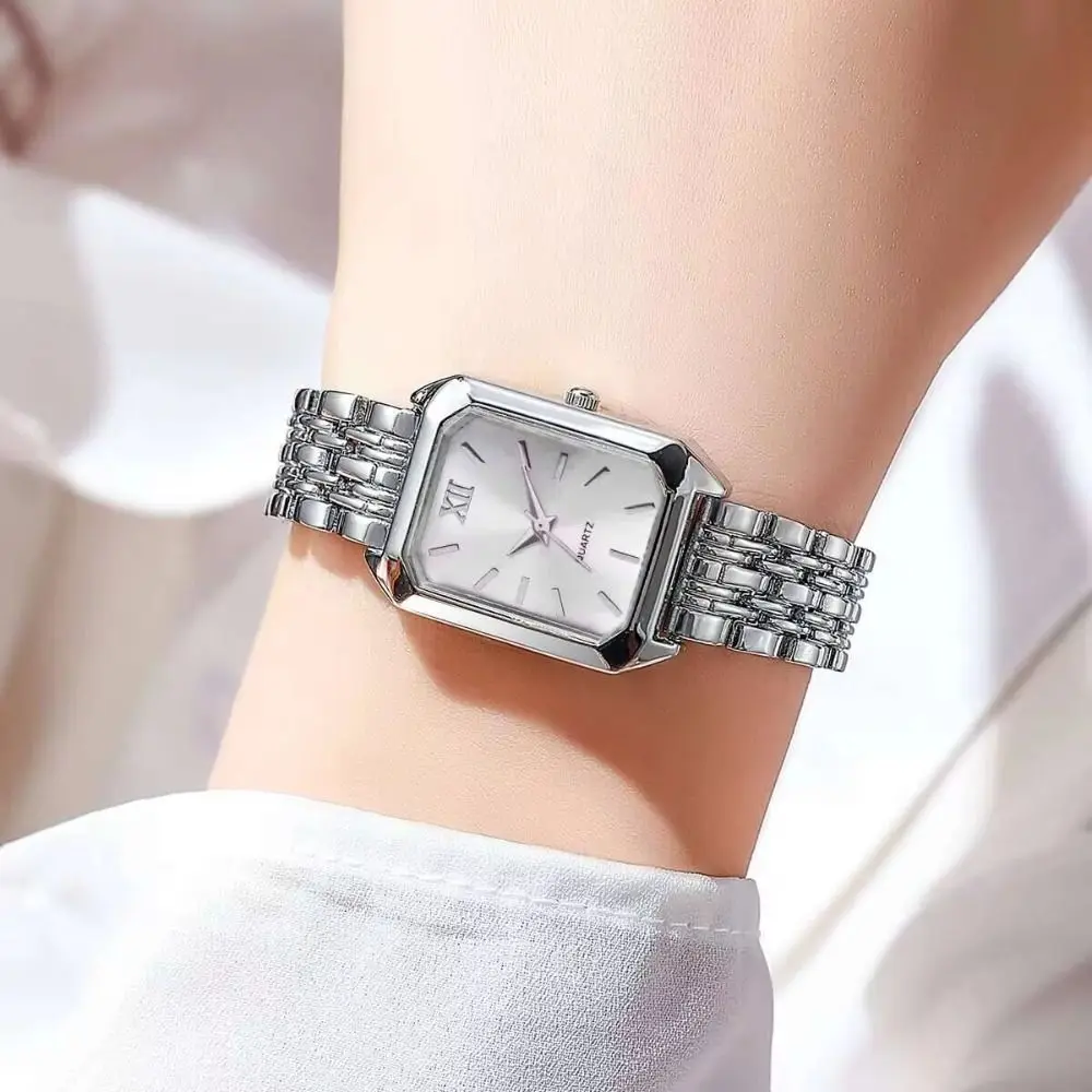

Slim Strap Rhinestone Quartz Watch Leaf Design Square Dial Women Quartz Watch Small Dial Pull Adjustable Rhinestone Watch