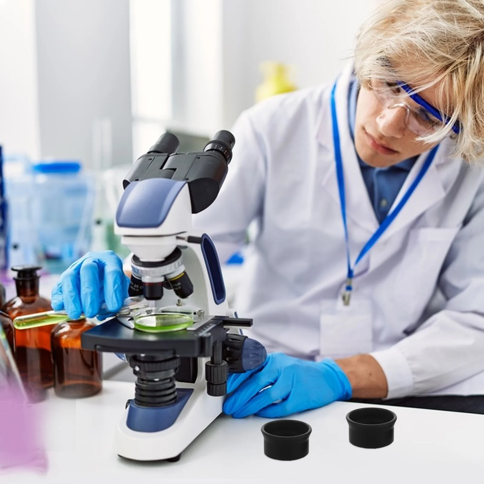 

2pcs Rubber Microscope Eyepiece Shields Black Anti-Glare Eye Guards For Telescope Scientific Industrial Equipment