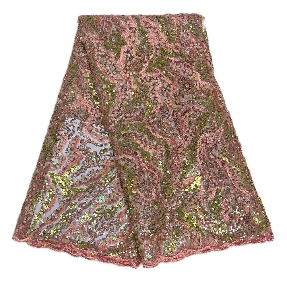 Нигерийский тюль с блестками и бисером, кружевная ткань, 5 ярдов, высококачественный кружевной материал для свадебного платья, шитье, вышивка, бисер, кружево