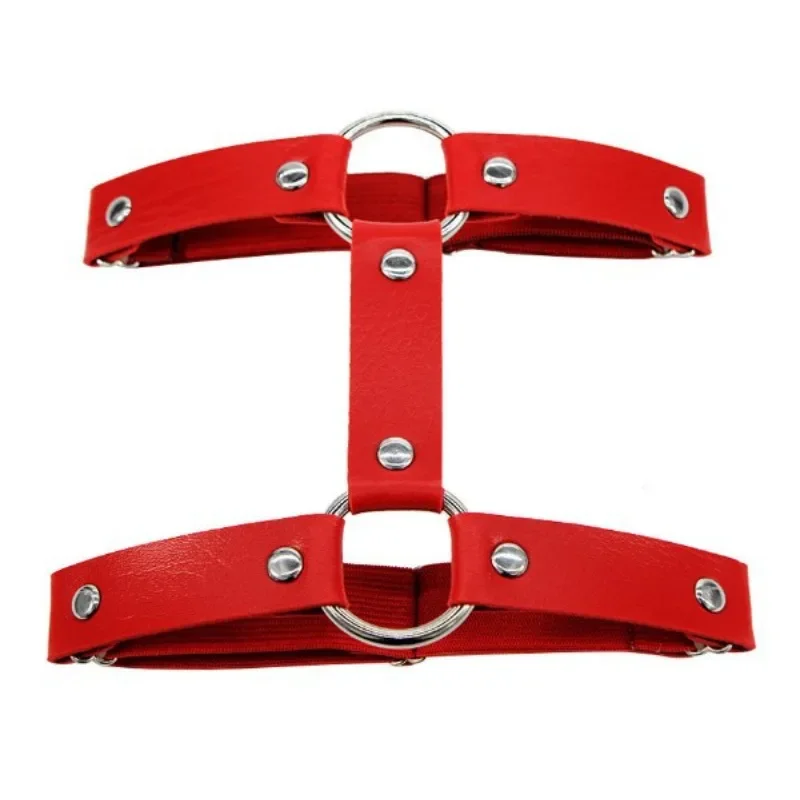 Anel de couro punk rígido para meninas, anel de perna, cinta dupla sexy, anel de coxa, cinto de liga