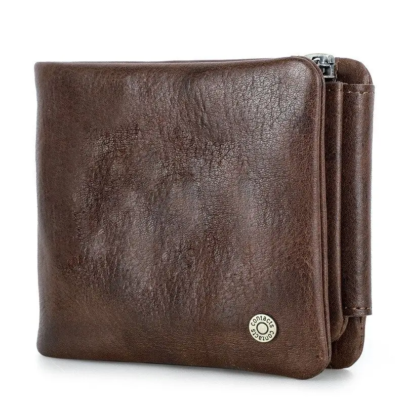 genuine-top-layer-cowhide-rfid-anti-theft-brush-head-horizontal-men's-wallet-multi-card-slot-leather-clutch-handbag
