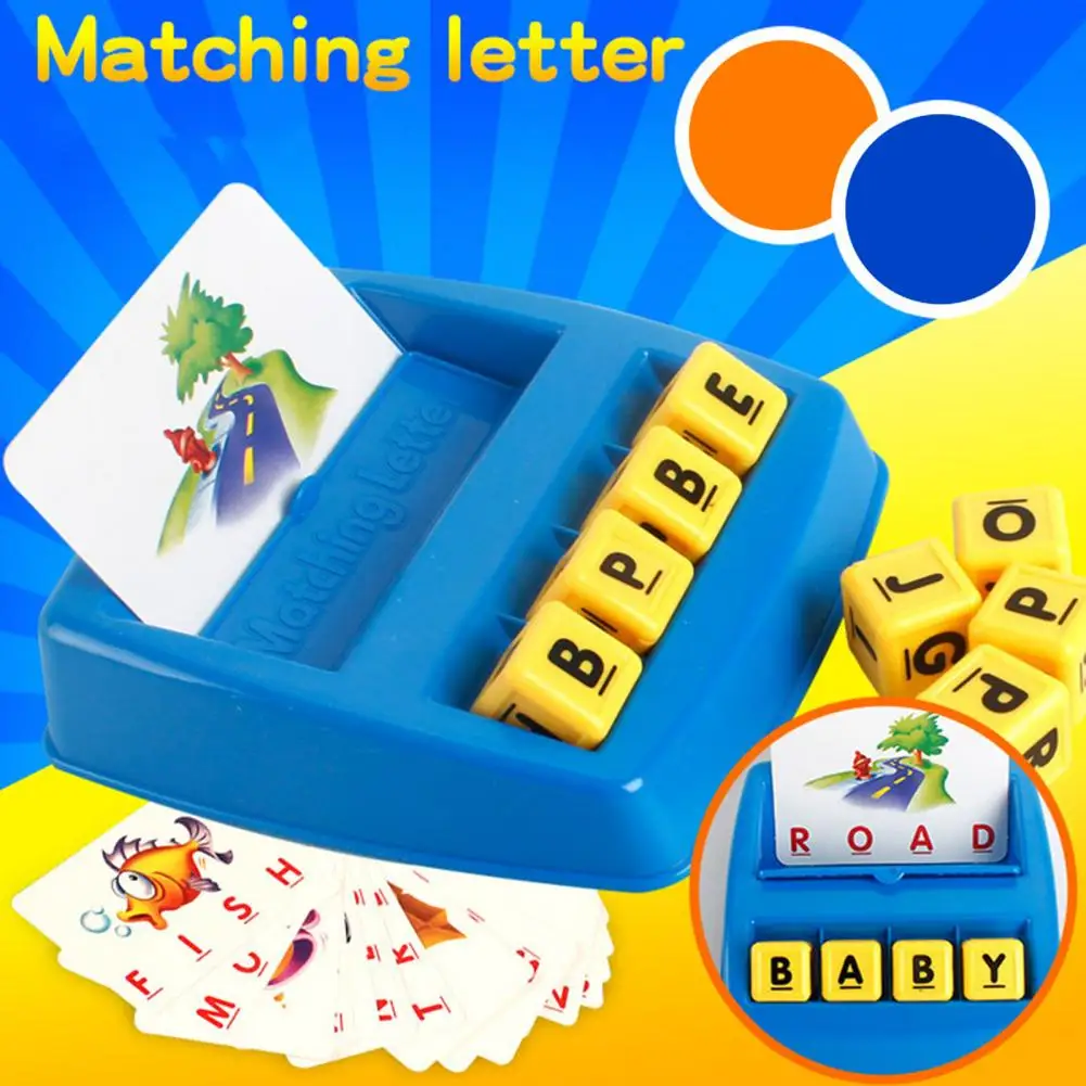 Jouet d'orthographe des mots pour enfants, jeu de correspondance de l'alphabet pour les tout-petits, ensemble de blocs de 30 cartes et de 8 lettres, jouet d'apprentissage précoce pour garçons