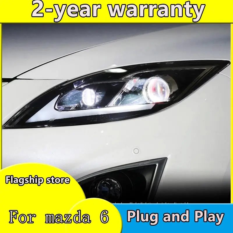 Car Lights for Mazda 6 Ruiyi LED Headlight 2003-2015 Mazda6 Head Lamp Drl Projector Lens Automotive Accessories