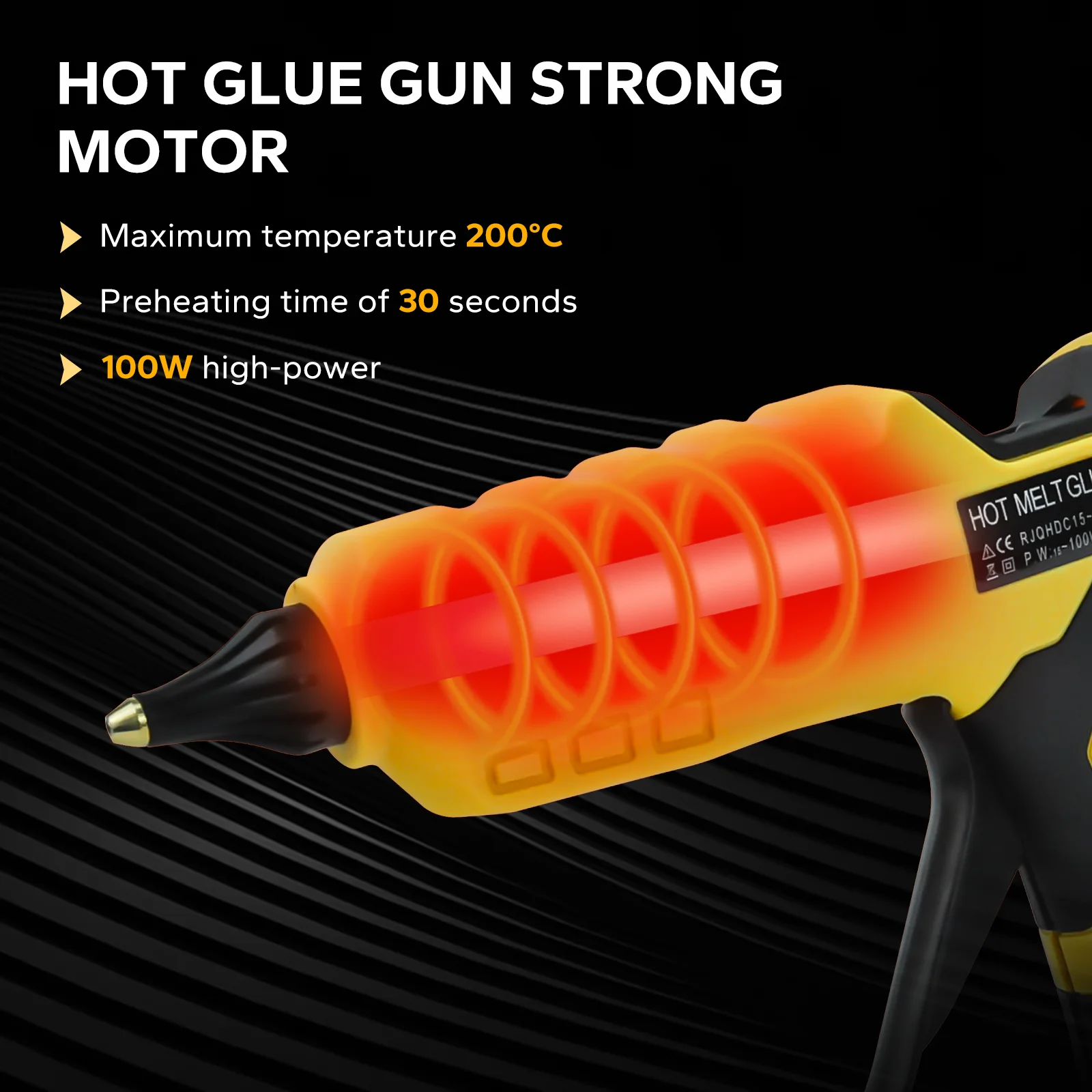 Rechargeable 100W Hot Melt Glue Gun Cordless Portable Electric Welding Tool with 10pcs Glue Sticks Set For Dewalt 20V Battery