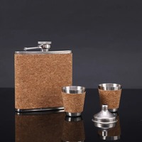 8oz Portable Flagon Hip Flask Set Cloth with Cups Wine Set Whiskey Vodka Wine Pot Alcohol Drinking Bottle Outdoor Gift Box