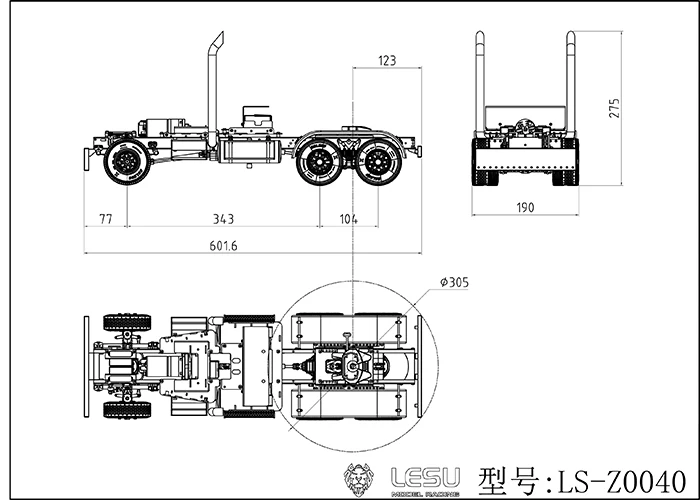 LESU 1/14 Metal 6*6 Chassis for RC Tamiyaya Tractor Truck DIY Model Toy TH18493-SMT5