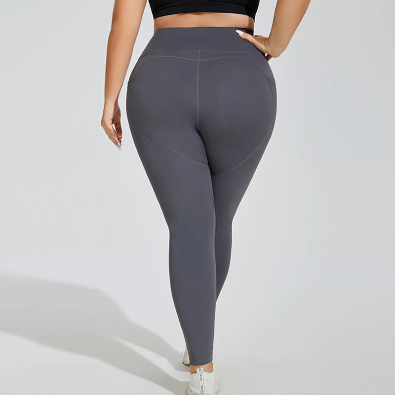 Soisou Xl ~ 4xl Gym Leggings Yoga Oversized Damesbroek Twee Zijzakken Strakke Ademende Elastische Hoge Taille Dameskleding