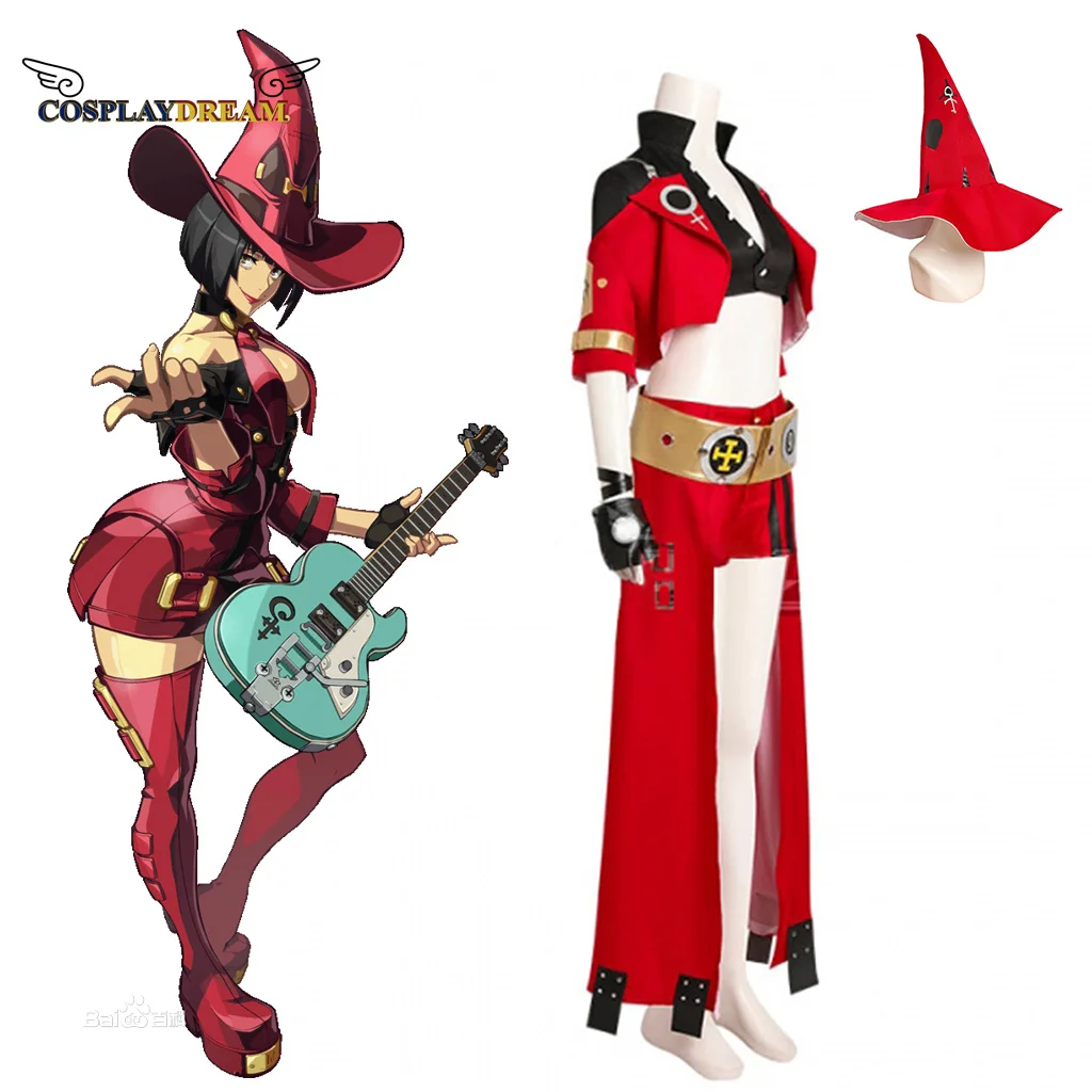 

Game Guilty Gear Cosplay STRIVE INO I-No Cosplay Costume Sexy Red Uniform Full INO Outfit with Gloves Hat Belt Full Set