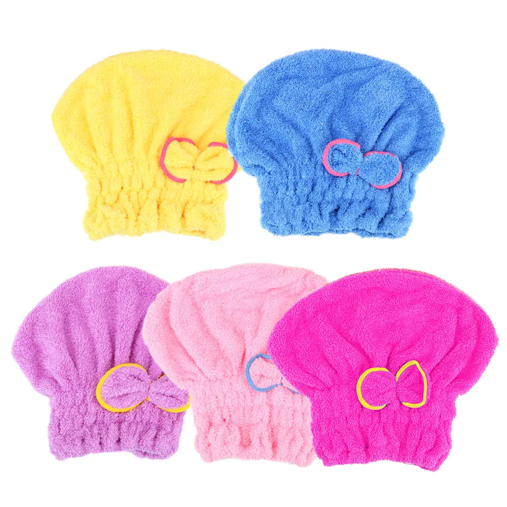 Bathroom Hats Quickly Dry Hair Hat Bath Accessories 5 Colors Wrapped Towels Microfiber