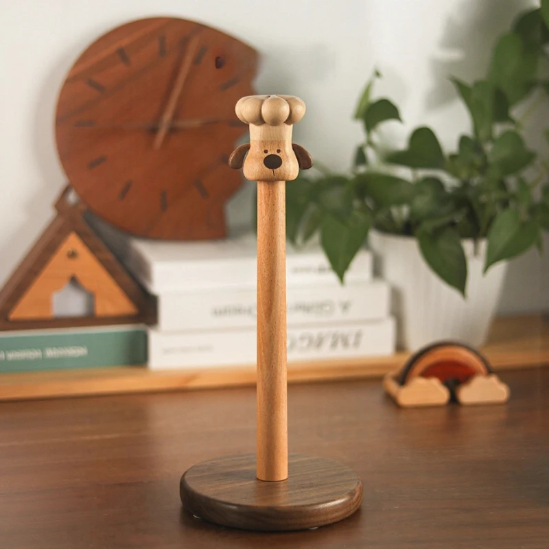 

Скандинавская минималистичная кухонная вешалка для бумажных полотенец, вертикальная стойка для рулонов бумаги из цельного дерева, подставка для хранения пленки, креативное украшение дома