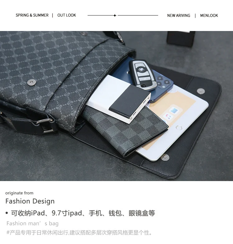 Luxury Brand PU Leather Shoulder Bag For Men Business Crossbody s High Quality Casual Small Flap Male Messenger IPAD