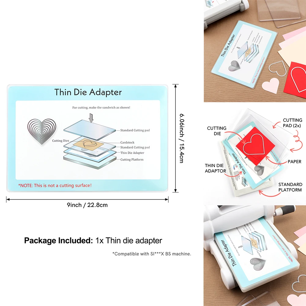 22.8x15.4cm PC Plastic Standard Adapter Pad to Create a Sandwich for Most Thin Die Thin Die Adapter for Die Cutting Machine 2024