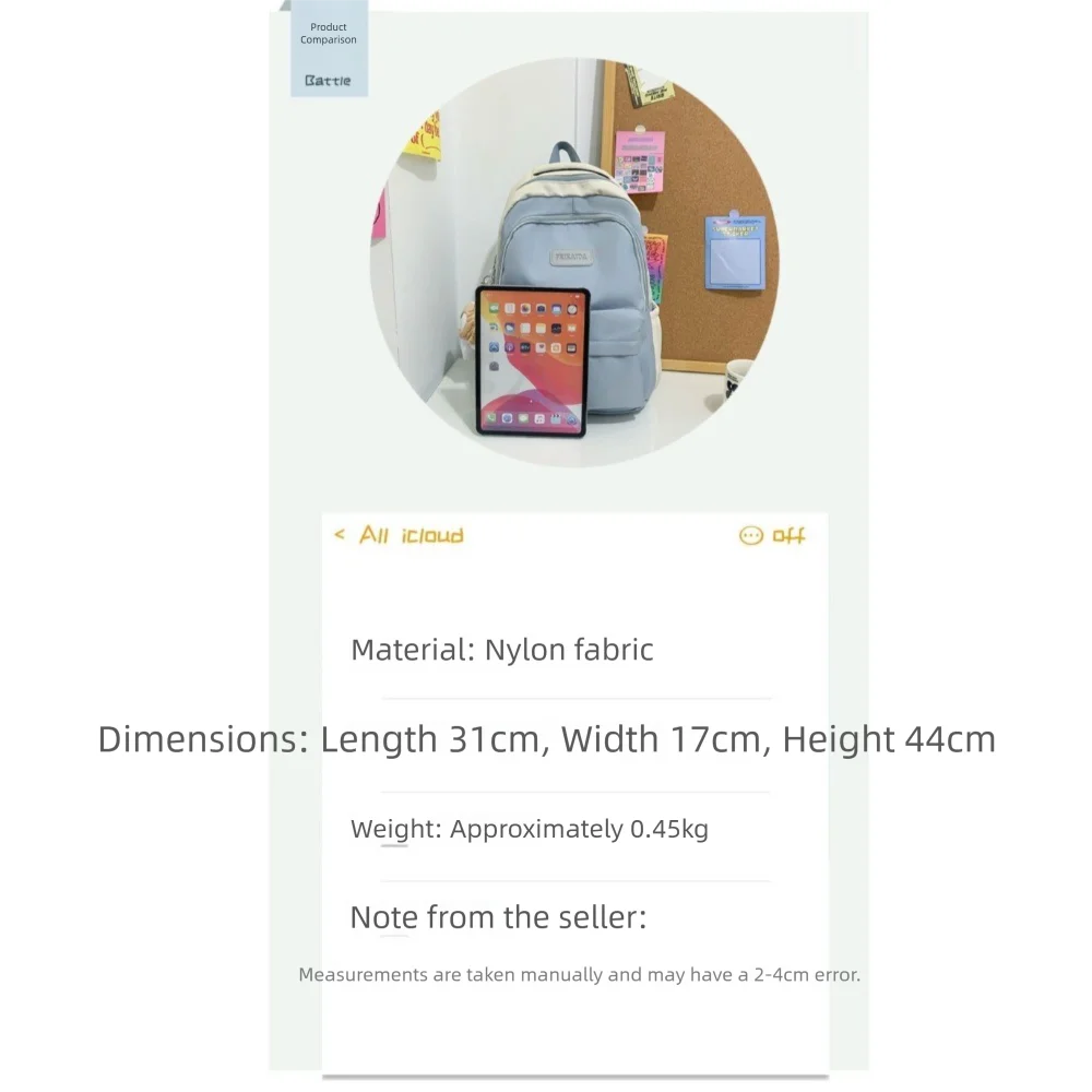 Fashion Nylon Backpack Large Capacity Multifunction Book Bag Breathable School Rucksack Girls