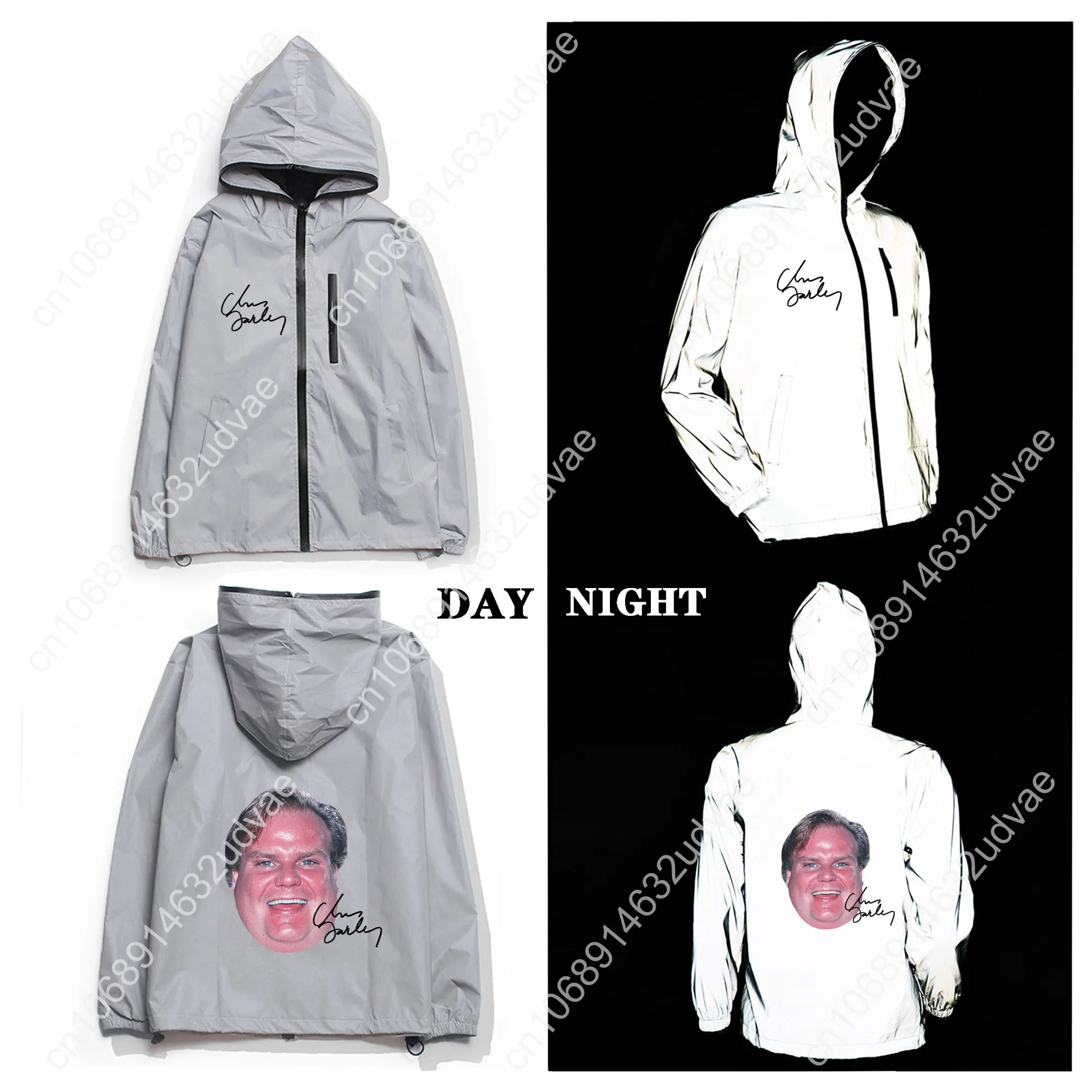Chris Farley Giacca riflettente Cappotto da donna da uomo Giacca a vento con cappuccio Giacche da corsa Ciclismo Escursionismo Felpa con cappuccio personalizzata con cerniera