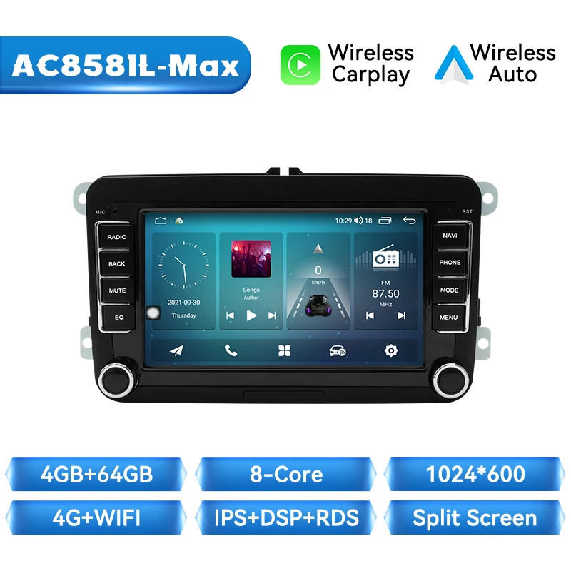 Draadloze Carplay Auto Radio Voor Volkswagen Vw Passat B6 B7 Cc Tiguan Touran Golf Polo 128Gb Auto Multimedia Gps 2din Autoradio