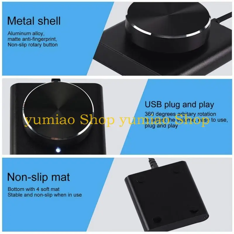 587B USB Volume Control, Computer Speaker Volume Remote Controller Knob with for Key Mute Function for XP/Vista